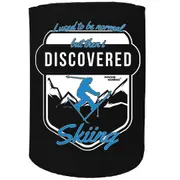 Alcohol Stubby Holder - I Used To Be Normal Skiing - Funny Novelty Birthday Gift Joke Beer Can Bottle