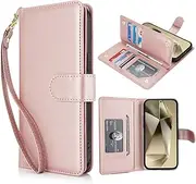 [Procarcasa] for Galaxy S21 Ultra Wallet Case,for Sasmung Galaxy S21 Ultra 5G Case [7 Card Holders][Wrist Strap] PU Leather Wallet Shockproof Stand Kickstand Magnetic Clourse Phone Cover-Rose Gold