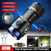 Mini LED Flashlight Torch Side Light Soft Lamp 6 Modes Magnet USB Rechargeable