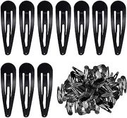 40PCS Black Snap Hair Clips, 2Inch Hair Clips Metal, Hair Clips Slides, Beauty Hair Accessory, Metal Snap Barrettes, Hair Barrettes for Kids Women