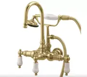 Vintage Three-Handle 2-Hole Tub Wall Mount Clawfoot Tub Faucet/Shower CC11T2