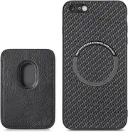 RUNGOS for iPhone SE Case 3/2 (2022/2020), iPhone 8/7 Case Magsafe, with Magnetic Wallet & Card Holder (Carbon Fiber Texture) [Stable Magnetic] Shockproof for iPhone SE Wallet Case 2020/2022, 7/8