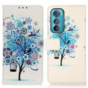 For Motorola Edge 30 5G PU Hands-free ic Case Printing Design Wallet Cell Phone Protector Tree
