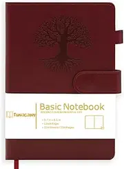 TUNJEJINY Lined Journal Notebook for Women & Men, Hardcover Leather Journal for writing, A5 College Ruled Notebook for Work & Note Taking, Perfect for Office School Home Supplies, 256 Pages