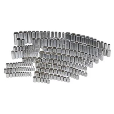 Husky Drive Socket Set 1/4" 3/8" And 1/2" Polished Chrome Finish (200-Piece)