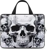 Laptop Case Sleeve Shockproof Computer Carrying Bag White and Gray Skull Graphics Notebook Case Cover Laptop Bag Water Resistant Computer Cases Tablet Briefcase for Travel Business 12 Inch