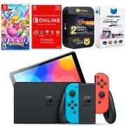 Nintendo Switch Red/Blue OLED + Princess Peach Showtime! + NSO 1 Year Membership