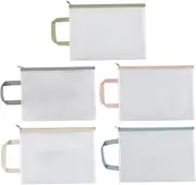 HOMSFOU 5pcs Mesh Zipper File Bags Portable Document Organizer Pouch for School Office Travel Handheld Storage with Capacity