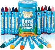 Honeysticks Jumbo Bath Crayons Non Toxic (16 Pack) for Toddlers 1-3 and Kids 4-8, Natural Beeswax Crayons, Food-Grade Colors, Fragrance Free, Non Irritating, Bath Toys for Bathtub, Shower, Gift