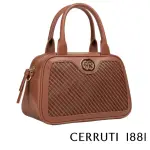 【CERRUTI 1881】限量2折 義大利頂級小牛皮手提包/肩背包 5304M 全新專櫃展示品(白蘭地色)