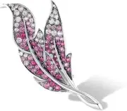 2.00Ct Round Cut Lab Created Sapphire Feather Brooch Pin 14K White Gold Plated