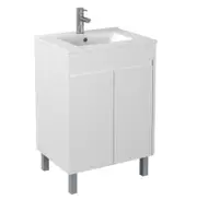 600-900*370mm Bathroom Slim Vanity PVC White Freestanding/Wall Hung Soft Closing Doors / Drawers Cabinet Only and Ceramic Top Available