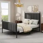 TAUS Detachable beige/grey vertical upholstered mosquito net Q bed
