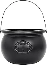 Witch Cauldron - Halloween Candy Bowl | Large Cauldron with Handle | Black Candy Cauldron | Lightweight Plasstic Candy Holder | Trick Or Treat Supplies | Black Cauldron for Halloween Parrty Decoraton