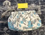Vince Camuto Washable Nylon Harlo Zipper Pouch-Spanish Floral-NEW Blue Gray