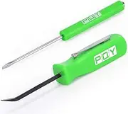 Pocket Magnetic Screwdriver Slotted Head With Magnet Top + Mini Pry Bar Set Green