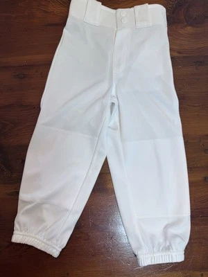 Rawlings Youth Baseball Pants Elastic Bottom White Youth XS Belt Loops NWT