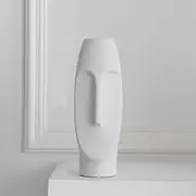 AISEER Simple Black and White Ceramic Vase Living Room Dried Flower Arrangement Human Face Art Decorative Ornaments Modern Statue Human Face Vase Minimalist Head Flower Vase Small Buds Vase Living R