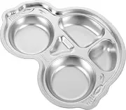 Hohopeti Divided Feeding Plates for Kids 4 Section Baby Plate Set Stainless Steel Toddler Cutlery Lunch Utensils