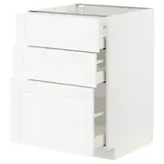 METOD / MAXIMERA base cabinet with 3 drawers, white Enköping/white wood effect, 60x60x80 cm
