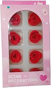 Edible Candy Valentine's Day Red Rose Dessert Sugar Sprinkles Party Cookie DIY Cake Cupcake Topper Icing Frosting Decoration Valentine Supplies