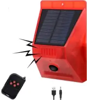 Solar Outdoor Motion Sensor Alarm-129db Loud Siren Lamp Noise Maker, 4 Worki...