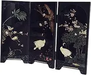 Ｂｅｓｇａ Mini Folding Screen 3 Panel Divider Oriental Gift Aesthetic Craft Decorative Screen Partition for Shelf Entrance Dining Room, Style C
