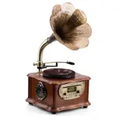 HOFEINZ Natural Wood Phonograph Pure Copper Horn Crafts Multi Record Player 565