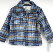 NWT Carter's Toddler Boy's Blue Plaid Fleece Lined Shacket 3T