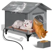 NEW Heated Cat House for Outside Winter Elevated Waterproof Foldable Feral