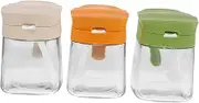 PEPLAYTAL 3pcs Glass Spice Jars with Flip Lids for Kitchen Storage Airtight Clear Seasoning Containers for Freshness Easy Clean Detachable Design Transparent Bowls for Easy Identification
