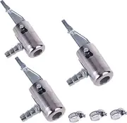 3 Pack 1/4" Locking on Air Chuck Compressor Tire Inflator Adapter Tyre Quick Lock Connect Wheel Valve Hose End Repair with Barb Clip Clamp Connector Pump Thread Nozzle for Bike Car Auto
