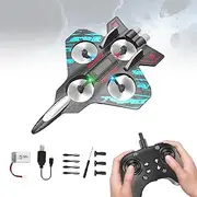 Accidentaln V17 Jet Fighter Stunt RC Plane, Foam RC Airplane, Remote Control Quadcopter, 4 Channel Plane, with Light, 2.4ghz, Auto Hovering, One-Key Takeof, 360° Flip and Gravity Sensing (Blue)