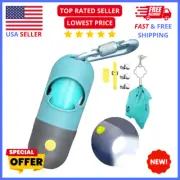 Dog Poop Bag Dispenser with LED Light & Metal Leash Clip (Crystal Blue)
