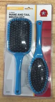 2 piece Mane and Tail Brush set Blue - Horse Brush