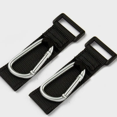 2Pcs Silver Stroller Hooks, Aluminum Alloy Carabiner Clips for Hanging Shoppi...