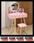LED Luminous Princess Dresser Vanity Table with Mirror, Stool and Storage Drawer