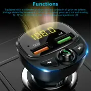 Car Wireless 5.0 Bluetooth FM Transmitter QC3.0 Hands-free Radio AUX Adapter USB