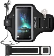 JEMACHE Galaxy S20/S10/S9/S8 Armband, Gym Running Workouts Exercises Phone Arm Band Case for Samsung Galaxy S20/S10/S9/S8/S7 Edge with Key Holder (Bla