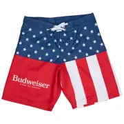 Budweiser King of Beers Stars and Stripes Men's Swim Trunks Board Shorts Multi-
