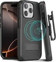 MOTIVE iPhone 16 Pro Max Case with Clip & Kickstand, Magnetic, Shockproof, 6.9" | Black V2