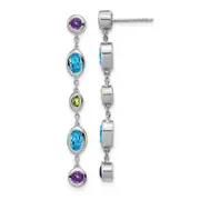 14k White Gold Amethyst/Blue Topaz/Peridot Dangle Earrings