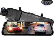 AR09 Car Recorder 9.66‘’ HD 2160P Dual Lens 150 Degree Wide Angle//G Sensor/Loop Recording/Full Screen Car DVR Support Car and Truck Mirror Black Standard Without GPS
