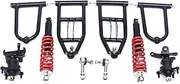 340mm Front Suspension Arm Kit, Front Suspension Shock Swing Arm Full Kit, Upper/Lower A Arm Steering Strut Knuckle Spindle &Wheel Hub Fit for Electric ATV Quad Bike Buggy Go Kart DIY Parts