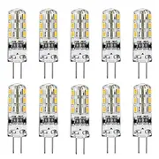 G4 Bi-Pin Base LED Light Bulbs DC 12V 2W 24 SMD 3014 LED 10W Halogen Bulb Equivalent Silicone Light White/Warm White/Red/Green/Blue 10pcs