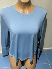 GLYDER Electric Long Sleeve French Blue Top w/ Open Back Tie- Size XS - NEW