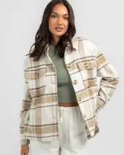 [Ava And Ever] Ava And Ever Women's Kennedy Shacket in Cream/Tan Size 10 10 Cream/Tan
