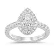 Meera Double Pear Halo Ring with 1.00ct of Laboratory Grown Diamonds in 9kt White Gold