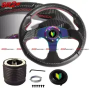 JDM Wakaba Neo Chrome Carbon Steering Wheel + Hub for Impreza WRX Eclipse Lancer (for: Subaru)