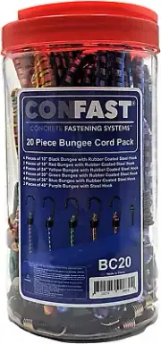 20 Piece Heavy Duty Bungee Cords with Hooks Variety Pack with Lengths 10", 18",